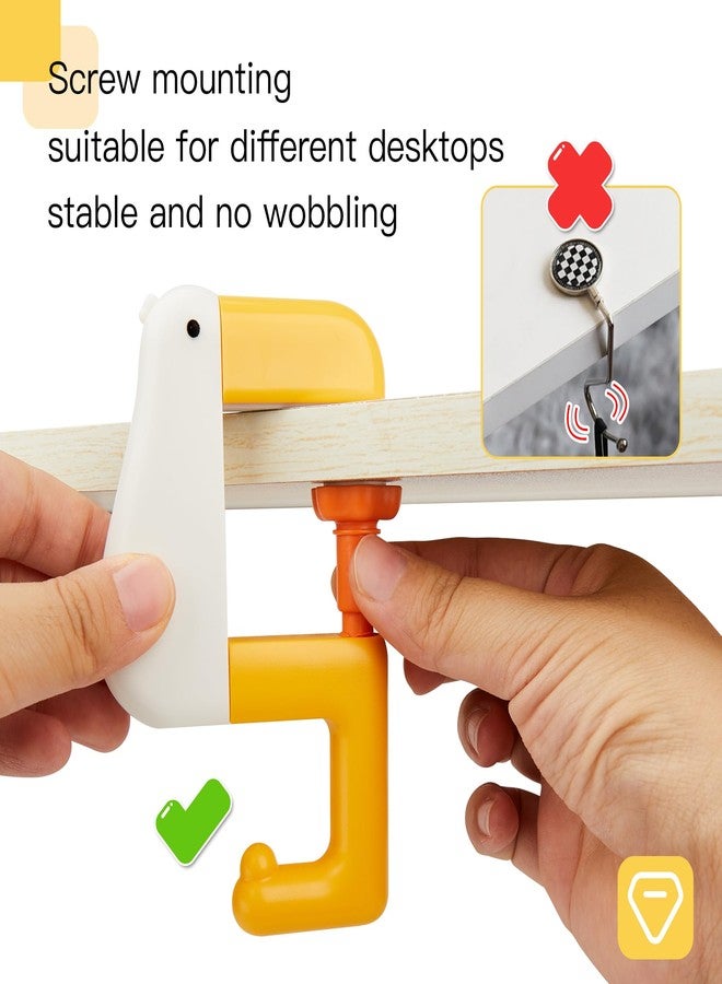 Esdallina 2PCS Cute Duck Hooks for Table Adjustable Desk Hangers for Handbag Purse Backpack Under Desk Holder - Image 4